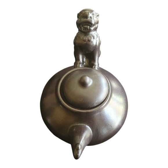 Lot of 2 Asian DOG Teapot 2 cup and Water Pitcher 3 cup MUTED BLACK Porcelain - Picture 7 of 9